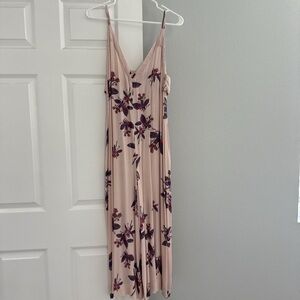 Free People Floral V-Neck Dress in Cream and Purple